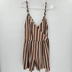 Striped romper shorts xl fall brown no boundaries